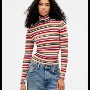 Gap CashSoft Striped Stretch Turtleneck Sweater